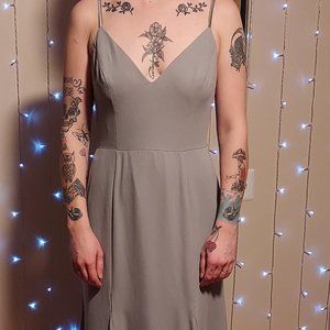 White by Vera Wang Spaghetti Straps Gray Formal Gown Bridesmaid Size 10